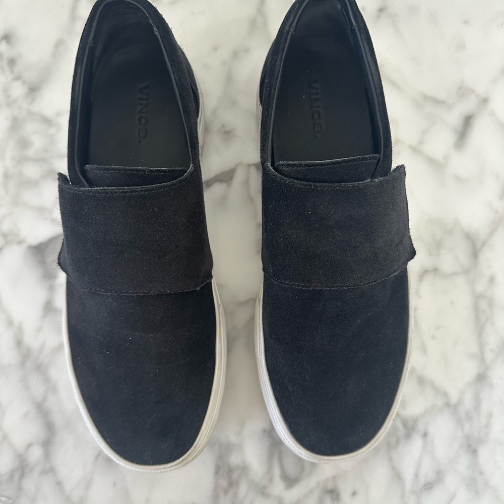 Vince Cage Black Suede Sneaker, Size 6.5